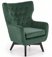 Fotele - Fotel wypoczynkowy ciemna zieleń velvet MARVEL na drewnianych czarnych nogach - miniaturka - grafika 1