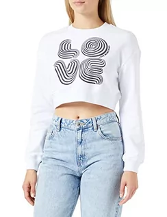 Bluzy damskie - Love Moschino Damska bluza z długim rękawem z okrągłym dekoltem, biała optyczna, rozmiar 38, optical white - grafika 1