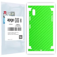 Szkła hartowane na telefon - Folia naklejka skórka strukturalna na TYŁ+BOKI do Apple iPhone XS Max -  Carbon Zielony - apgo SKINS - miniaturka - grafika 1