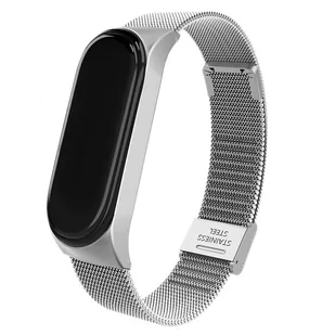 PASEK, OPASKA METALOWA Z ZAPIĘCIEM do XIAOMI MI BAND 3/4 (srebrny) - Akcesoria do pulsometrów i zegarków sportowych - miniaturka - grafika 1