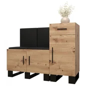 Meble do przedpokoju - Garderoba komoda szafka na buty z panelami tapicerowanymi meble do przedpokoju na wysokich nogach ARTIN 18 dąb artisan - miniaturka - grafika 1