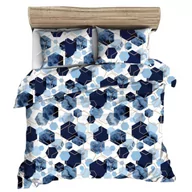 Pościel - Pościel z kory 140x200 granatowa biała geometria - miniaturka - grafika 1