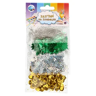 Zestaw do zdobienia świąteczny cekiny / gwiazdki / choinki ze szpilkami - Ozdoby bożonarodzeniowe - miniaturka - grafika 1