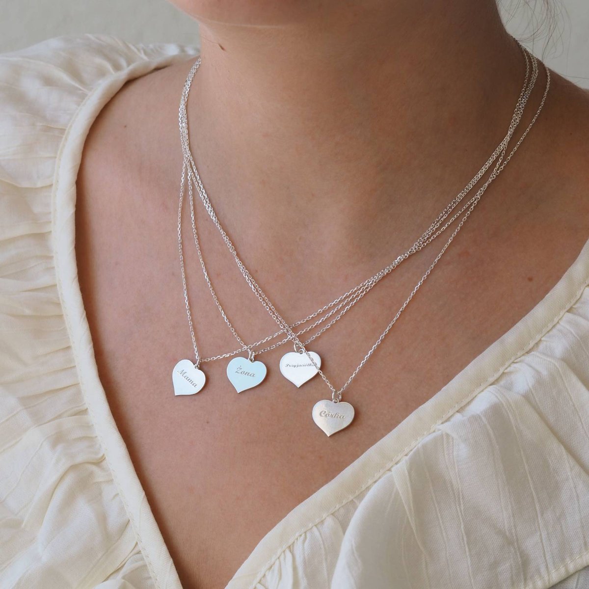 Naszyjnik serce z napisem - srebro-Mama