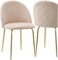 Krzesła - Krzesło aksamitne FARGO GOLD Velvet Beżowe - miniaturka - grafika 1