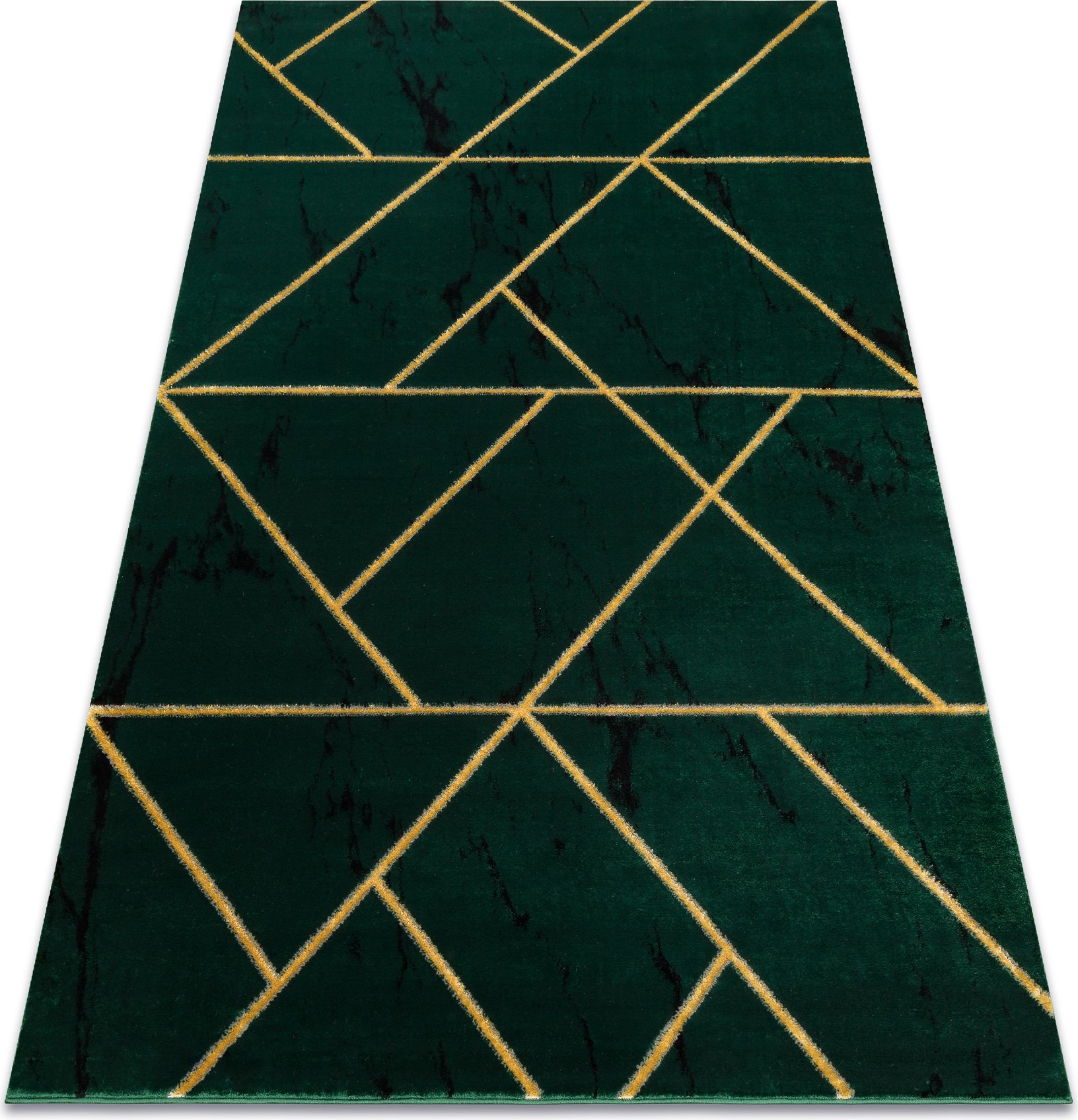 Dywan EMERALD ekskluzywny 1012 glamour, stylowy geometryczny, marmur butelkowa zieleń / złoty zielony 120x170 cm