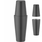 Shakery barmańskie - Shaker bostoński 2 częściowy do drinków koktajli Tin on Tin 0.8 l - czarny - miniaturka - grafika 1