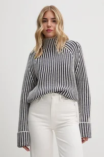 Calvin Klein sweter wełniany damski kolor niebieski ciepły z półgolfem K20K207439 - Swetry damskie - miniaturka - grafika 1