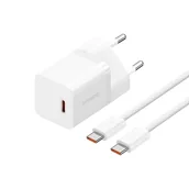 Ładowarki do telefonów - Ładowarka Baseus GaN5 mini 1C 30W EU+kabel USB-C (moon white) - miniaturka - grafika 1