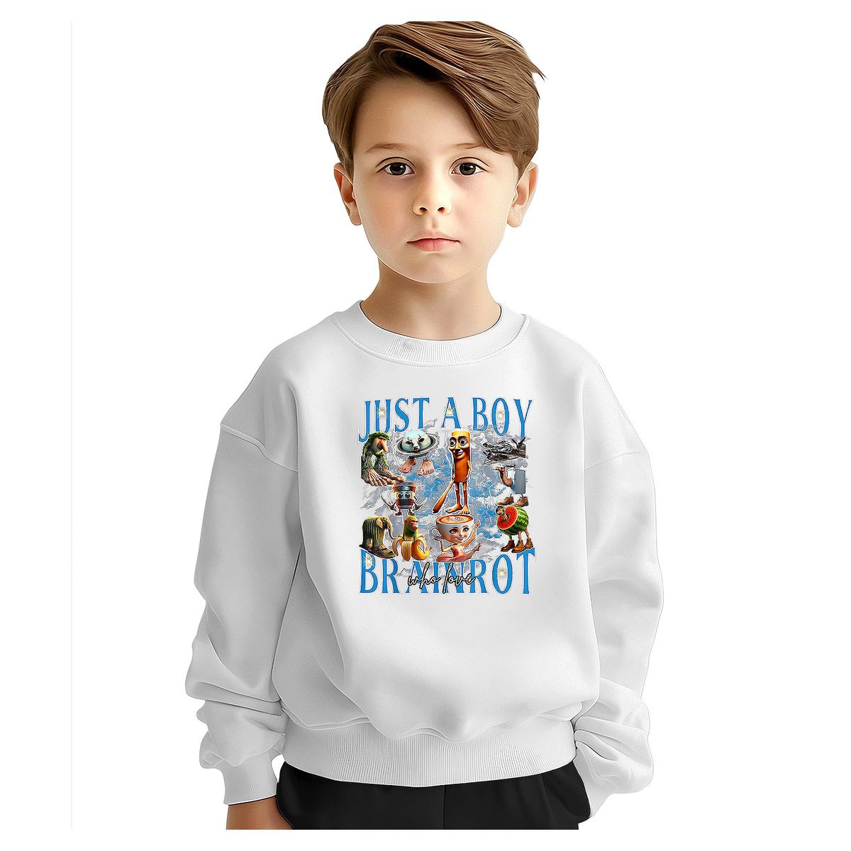 BLUZA DZIECIĘCA ITALIAN BRAINROT JUST A BOY 110-116 DLA CHŁOPCA DZIEWCZYNKI