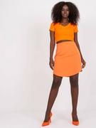 Spódnice - Spódnica asymetryczna pomarańczowy casual elegancki długość mini wysoki stan marszczenia suwak - miniaturka - grafika 1