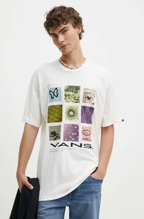 Vans t-shirt bawełniany męski kolor beżowy z nadrukiem VN000HFQFS81 - Koszulki męskie - miniaturka - grafika 1