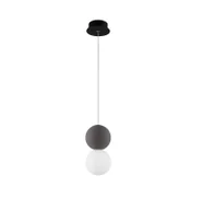 Lampy sufitowe - Wisząca lampa StoneBall 10 w ciemnoszarym kolorze z betonową i szklaną kulą - miniaturka - grafika 1