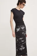 Sukienki - Desigual sukienka GOOD NEWS kolor czarny maxi rozkloszowana 24WWVK77 - miniaturka - grafika 1