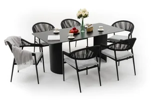 Meble ogrodowe stół 6 krzeseł aluminium BELIZE LUX czarno szary z blatem ze spieku kwarcowego - Meble ogrodowe Meble ogrodowe stół 6 krzeseł aluminium BELIZE LUX czarno szary z blatem ze spieku kwarcowego - Meble ogrodowe - miniaturka - grafika 1
