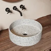 Umywalki - Umywalka okrągła nablatowa z niebieskiego terazzo - 39 cm - DUKAT - miniaturka - grafika 1