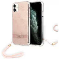 Etui i futerały do telefonów - Etui Guess 4G Print Strap do Apple iPhone 11 Różowy - miniaturka - grafika 1