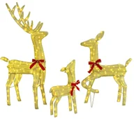Ozdoby bożonarodzeniowe - vidaXL Rodzina reniferów 3 pcs Ciepła biel 68 x 26 x 127 cm tkanina - miniaturka - grafika 1