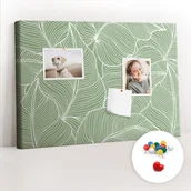 Tablice i flipcharty - Szkolna Tablica korkowa 60x40 cm, Kolorowe Pinezki, wzór Liście natura wzór - miniaturka - grafika 1