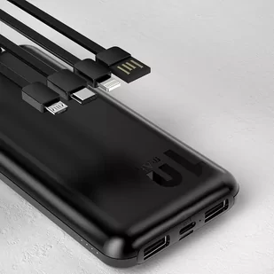 Dudao K6Pro uniwersalny powerbank 10000mAh z kablem USB, USB Typ C, Lightning biały (K6Pro-white) - Kostki, złączki, wtyczki - miniaturka - grafika 1