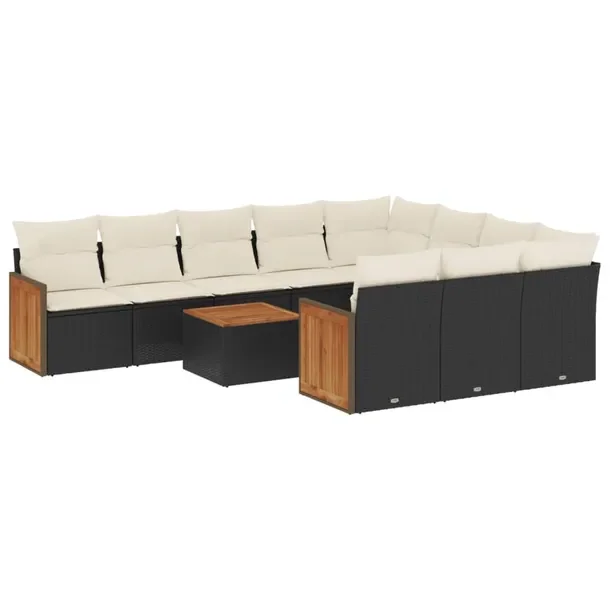 Zestaw mebli ogrodowych modułowych 8-osobowy czarny rattan PE 62 x 69 cm