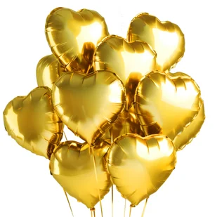 Balony Foliowe Serca Złote Serce Foliowe Dekoracja Na Chrzest Roczek 10szt - Baby shower i roczek - miniaturka - grafika 1
