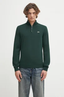 Lacoste sweter męski kolor zielony z półgolfem - Swetry męskie - miniaturka - grafika 1