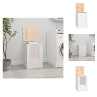 Kosze na bieliznę - vidaXL Kosz na pranie biały 44x44x66 cm lite drewno sosnowe - Kosze na pranie - miniaturka - grafika 1