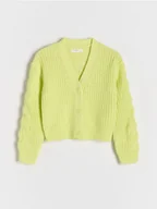 Swetry dla dziewczynek - Reserved - Jednokolorowy kardigan - zielony - miniaturka - grafika 1