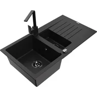Zlewozmywaki z baterią - Mexen Matias zlewozmywak granitowy 1,5-komorowy z ociekaczem i baterią kuchenną Rita, czarny - miniaturka - grafika 1