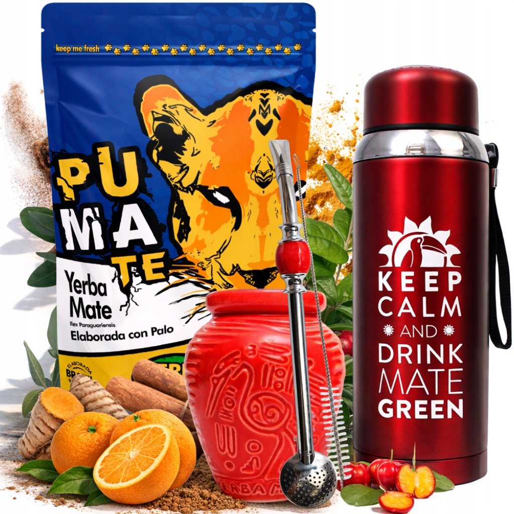 Zestaw Premium Yerba Mate PumaTe Termos Led 800ml Matero