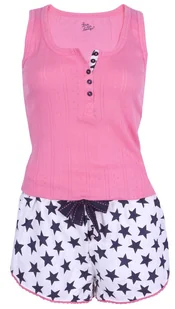 Różowo-biała piżama w gwiazdki L - Piżamy damskie - miniaturka - grafika 1