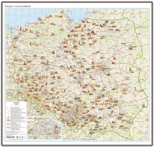EkoGraf, Polska mapa ścienna zamków na podkładzie w drewnianej ramie, 1:700 000 - Mapy i plansze edukacyjne - miniaturka - grafika 1