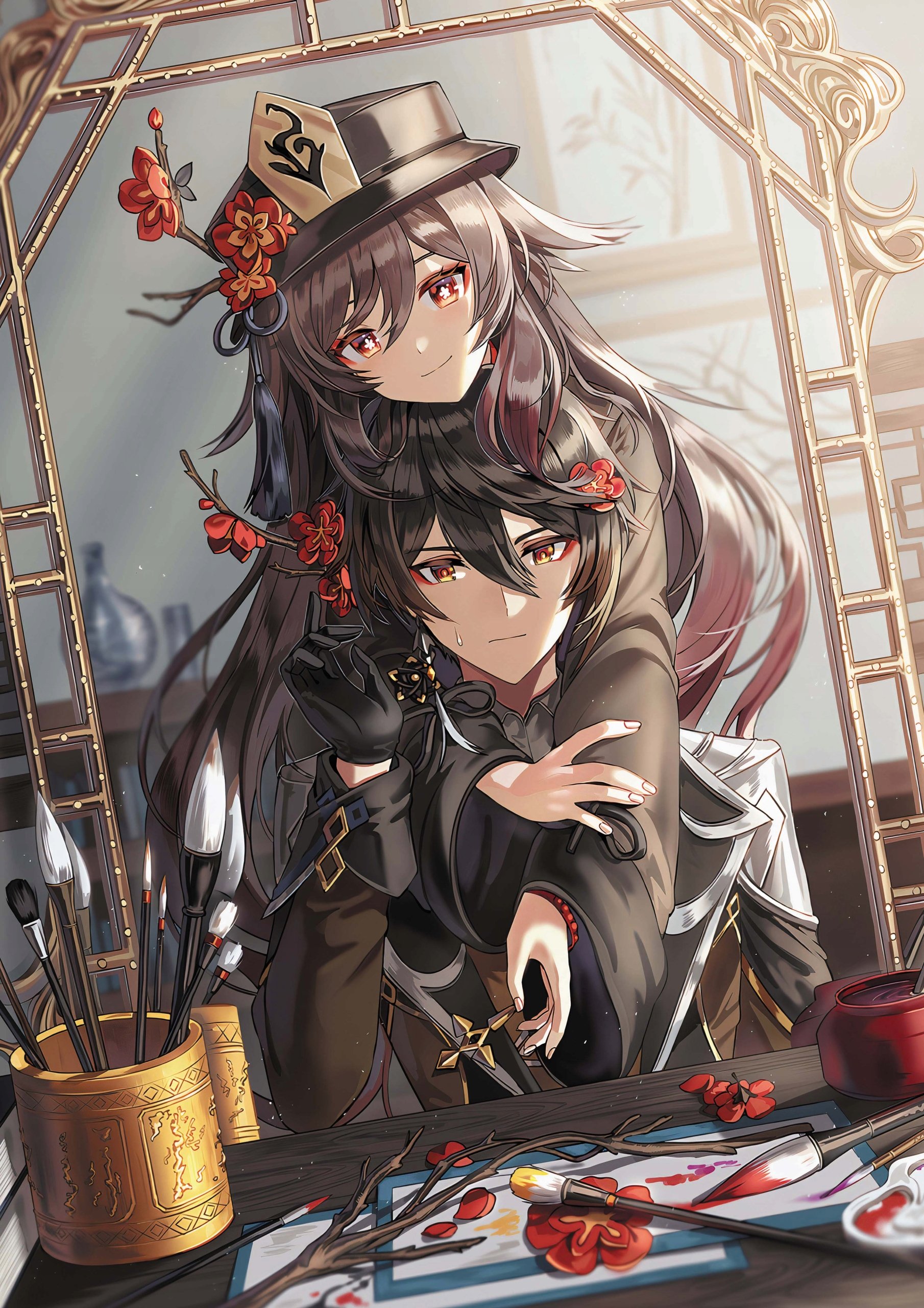 Plakat A2 Genshin Impact HuTao i Zhongli