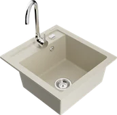 Zlewozmywaki z baterią - Mexen Vito zlewozmywak granitowy 1-komorowy z baterią kuchenną Telma, beżowy - 6503-69-670200-00 - miniaturka - grafika 1