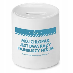SKARBONKA DLA CHŁOPAKA DWA RAZY FAJNIEJSZY NIŻ JA z Nadrukiem ze Zdjęciem + Opakowanie na prezent (wzór 02) - Skarbonki - miniaturka - grafika 1