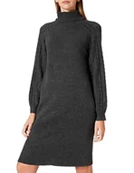 Sukienki - PIECES Damska sukienka Pcfuna Ls Turtleneck Knit Dress Bc, ciemnoszary melanż, S - miniaturka - grafika 1