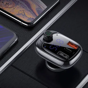 Baseus Transmiter FM Bluetooth 5.0 ładowarka samochodowa PPS Quick Charge QC4.0 Power Delivery USB Typ C / micro SD 5A 36W czarny (CCTM-B01) - Transmitery FM - miniaturka - grafika 12