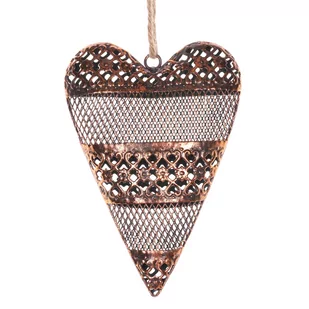 Metalowe wiszące serce 15 x 24 x 4 cm, kolor miedziany - Dekoracje domu - miniaturka - grafika 1