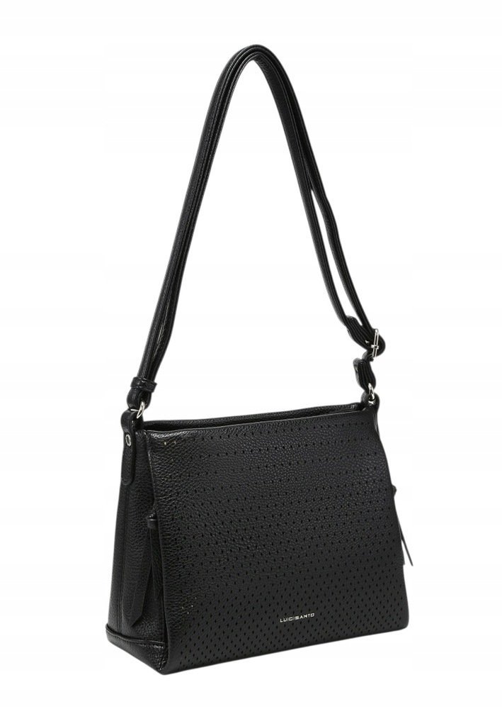 Czarna Ażurowa Listonoszka Damska Torebka LUIGISANTO Elegancka