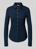 Bluzki damskie - Bluzka koszulowa o kroju shaped fit z mieszanki bawełny - miniaturka - grafika 1