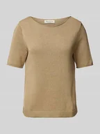 Swetry damskie - Sweter z dzianiny o kroju regular fit z mieszanki bawełny i lnu - miniaturka - grafika 1
