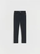 Spodnie i spodenki dla dziewczynek - Reserved - Jeansy slim high waist - czarny - miniaturka - grafika 1