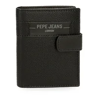 Portfele - Pepe Jeans Checkbox Portfel pionowy z zamknięciem kliknij czarny 8.5x10,5x1 cms Skóra, czarny, Talla única, Portfolio pionowe z zamknięciem kliknięcia - miniaturka - grafika 1