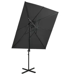 vidaXL Parasol wiszący z podwójną czaszą, antracytowy, 250x250 cm 312362 - Parasole ogrodowe - miniaturka - grafika 1
