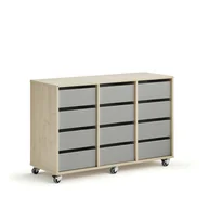 Meble do szkół i przedszkoli - Regał szkolny CASPER, 12 szuflad, brzoza, szary - miniaturka - grafika 1