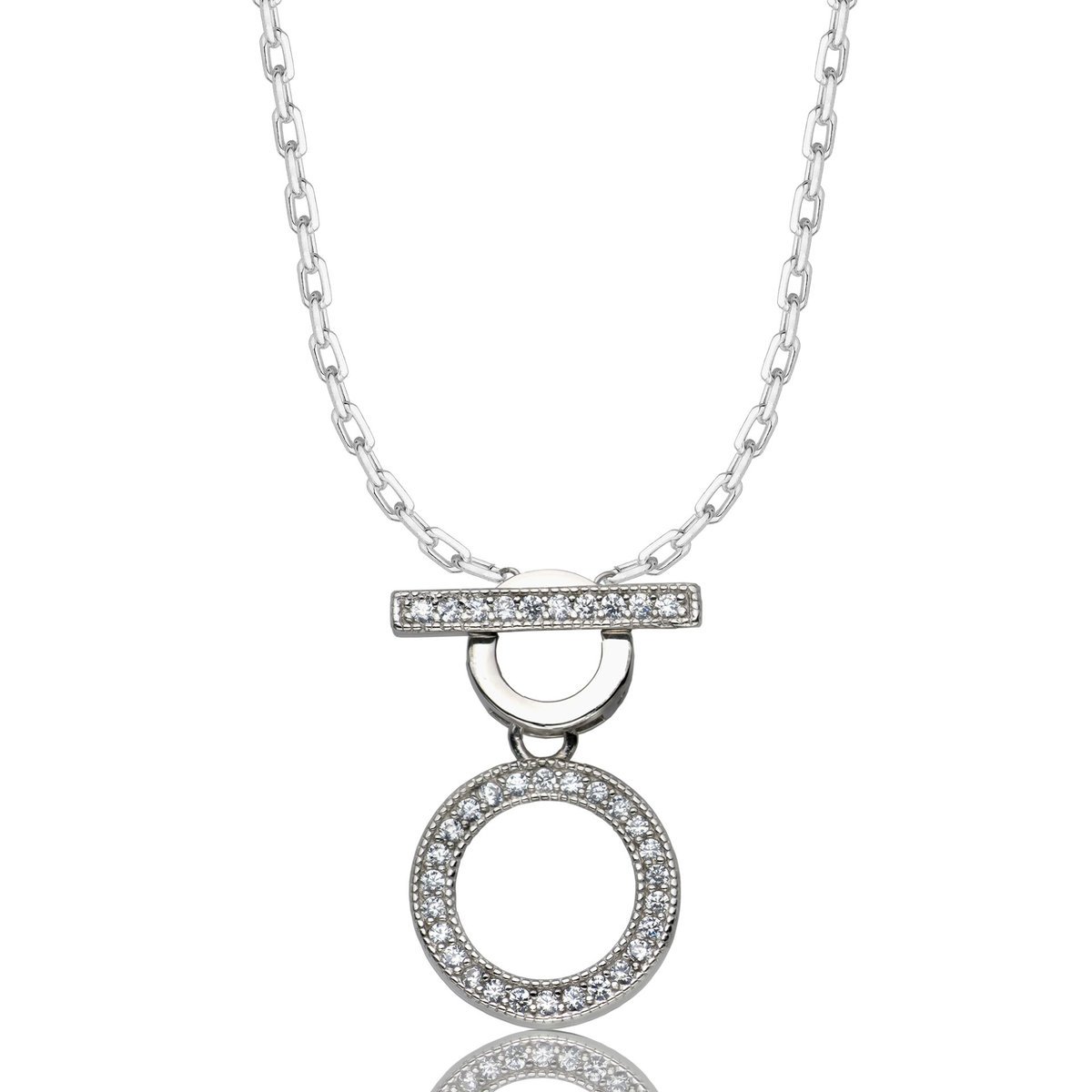 Naszyjnik Ankier Koło Cyrkonii 925 - 1,3Mm