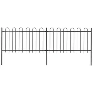 Ogrodzenia - Vidaxl z zaokrąglonymi końcami, stalowe, 3,4 x 1 m, czarne - miniaturka - grafika 1