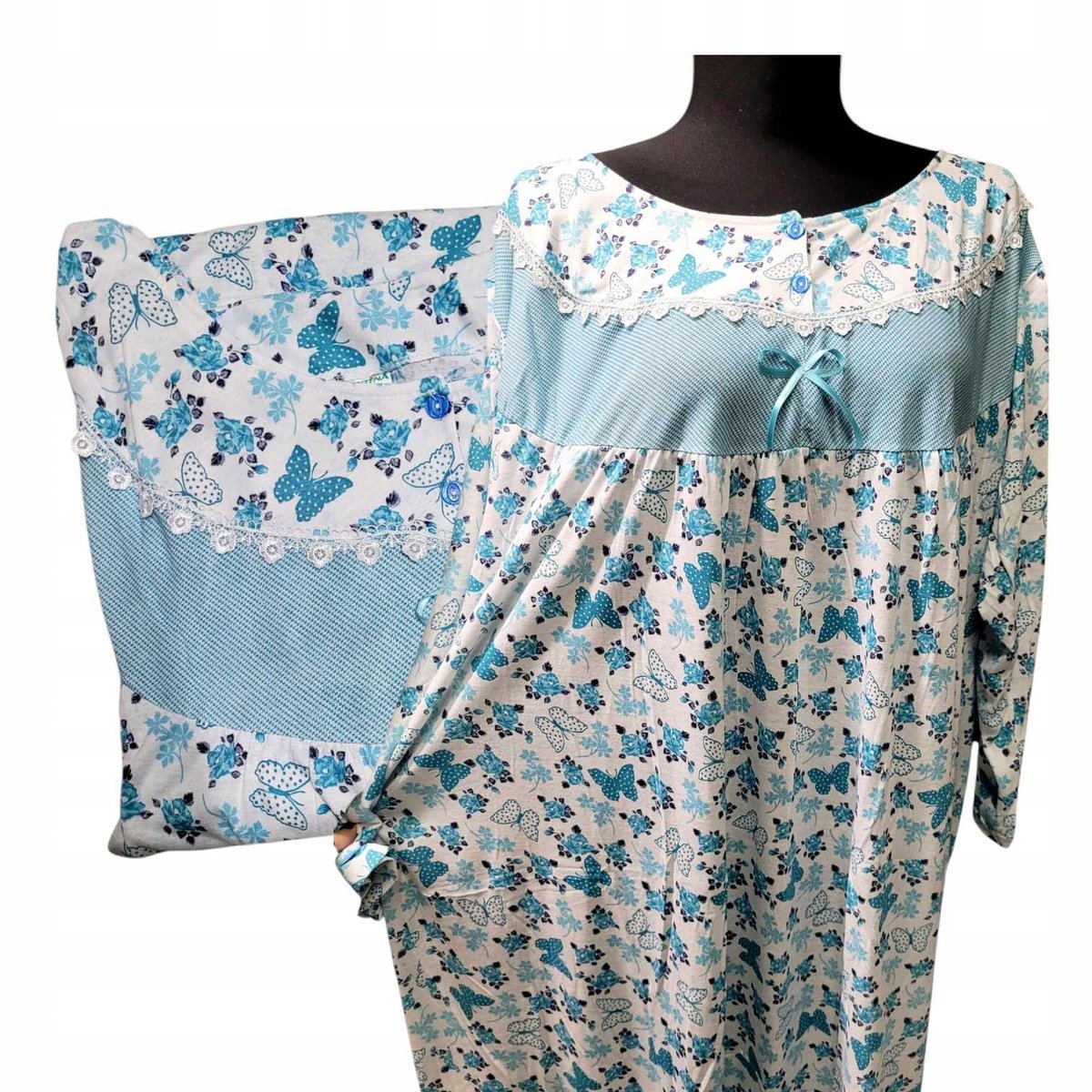 KOSZULA NOCNA MOTYL OVERSIZE BAWEŁNA długi rękaw prezent piżama 58 60 9XL