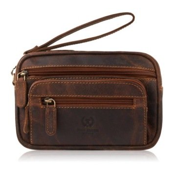 Saszetka męska brązowa skórzana do ręki vintage pojemna Paolo Peruzzi